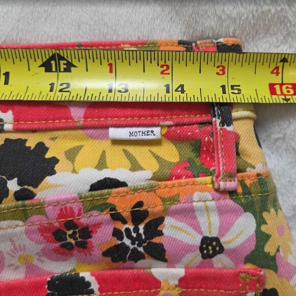 31 Mother x Anthropologie Mid-rise Smokin double flood Flowers Al Fresco jeans - Picture 11 of 11